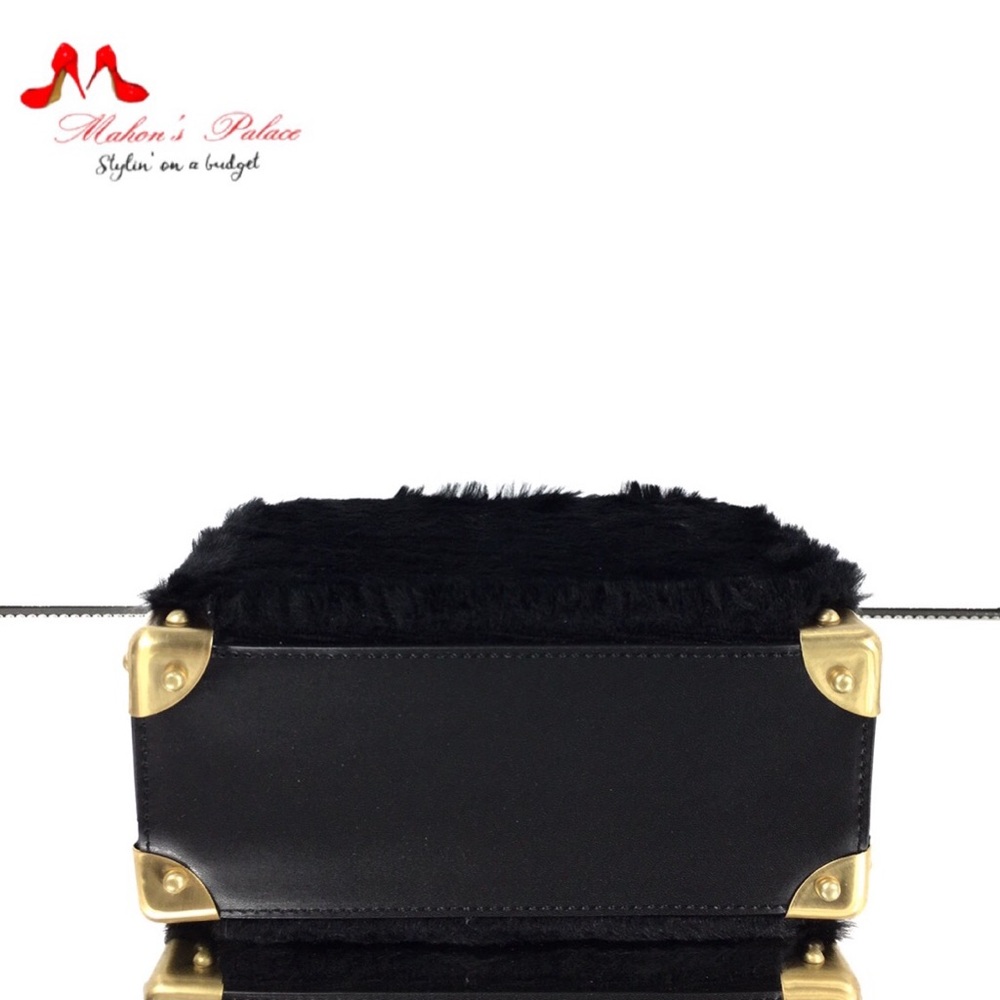 Sam Edelman Black Faux Leather/Fur Shoulder Bag - Picture 5 of 7